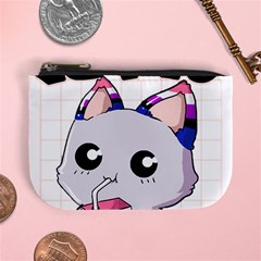 Genderfluid T- Shirt Genderfluid Pride Kawaii Cat Strawberry Milk T- Shirt Mini Coin Purse by ZUXUMI