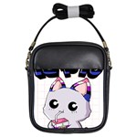 Genderfluid T- Shirt Genderfluid Pride Kawaii Cat Strawberry Milk T- Shirt Girls Sling Bag Front