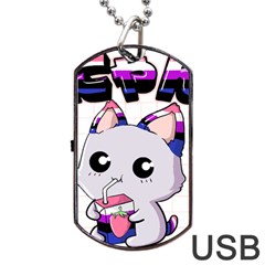 Genderfluid T- Shirt Genderfluid Pride Kawaii Cat Strawberry Milk T- Shirt Dog Tag Usb Flash (two Sides) by ZUXUMI