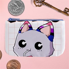 Genderfluid T- Shirt Genderfluid Pride Kawaii Cat Strawberry Milk T- Shirt Large Coin Purse by ZUXUMI