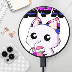 Genderfluid T- Shirt Genderfluid Pride Kawaii Cat Strawberry Milk T- Shirt Wireless Fast Charger(black) by ZUXUMI