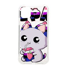 Genderfluid T- Shirt Genderfluid Pride Kawaii Cat Strawberry Milk T- Shirt Iphone 11 Tpu Uv Print Case by ZUXUMI