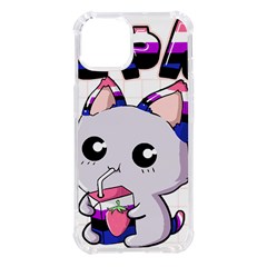 Genderfluid T- Shirt Genderfluid Pride Kawaii Cat Strawberry Milk T- Shirt Iphone 14 Tpu Uv Print Case by ZUXUMI