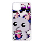 Genderfluid T- Shirt Genderfluid Pride Kawaii Cat Strawberry Milk T- Shirt iPhone 14 Plus TPU UV Print Case Front