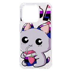 Genderfluid T- Shirt Genderfluid Pride Kawaii Cat Strawberry Milk T- Shirt Iphone 14 Pro Tpu Uv Print Case by ZUXUMI