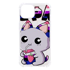 Genderfluid T- Shirt Genderfluid Pride Kawaii Cat Strawberry Milk T- Shirt Iphone 13 Tpu Uv Print Case by ZUXUMI