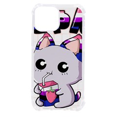 Genderfluid T- Shirt Genderfluid Pride Kawaii Cat Strawberry Milk T- Shirt Iphone 13 Mini Tpu Uv Print Case by ZUXUMI