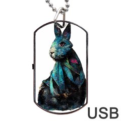 Rabbit T-shirtrabbit Watercolor Painting #rabbit T-shirt Dog Tag Usb Flash (one Side) by EnriqueJohnson