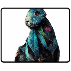 Rabbit T-shirtrabbit Watercolor Painting #rabbit T-shirt Two Sides Fleece Blanket (medium) by EnriqueJohnson