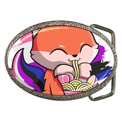 Genderfluid T- Shirt Genderfluid Pride Kawaii Fox Ramen Noodles Genderfluid Flag T- Shirt Belt Buckles by ZUXUMI