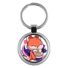 Genderfluid T- Shirt Genderfluid Pride Kawaii Fox Ramen Noodles Genderfluid Flag T- Shirt Key Chain (round) by ZUXUMI