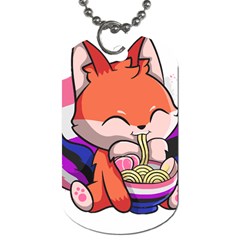 Genderfluid T- Shirt Genderfluid Pride Kawaii Fox Ramen Noodles Genderfluid Flag T- Shirt Dog Tag (two Sides) by ZUXUMI