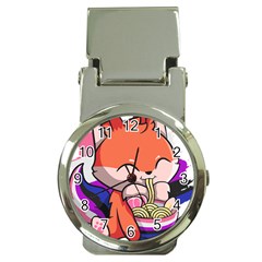 Genderfluid T- Shirt Genderfluid Pride Kawaii Fox Ramen Noodles Genderfluid Flag T- Shirt Money Clip Watches by ZUXUMI