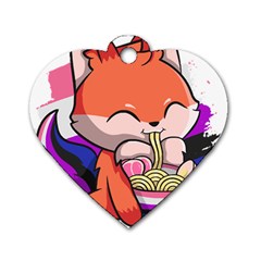 Genderfluid T- Shirt Genderfluid Pride Kawaii Fox Ramen Noodles Genderfluid Flag T- Shirt Dog Tag Heart (two Sides) by ZUXUMI