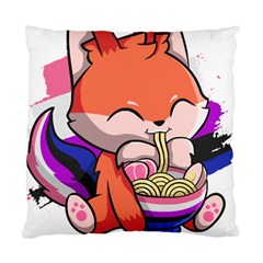 Genderfluid T- Shirt Genderfluid Pride Kawaii Fox Ramen Noodles Genderfluid Flag T- Shirt Standard Cushion Case (one Side) by ZUXUMI