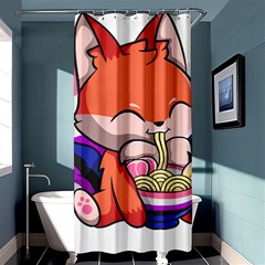 Genderfluid T- Shirt Genderfluid Pride Kawaii Fox Ramen Noodles Genderfluid Flag T- Shirt Shower Curtain 36  X 72  (stall)  by ZUXUMI