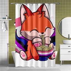 Genderfluid T- Shirt Genderfluid Pride Kawaii Fox Ramen Noodles Genderfluid Flag T- Shirt Shower Curtain 48  X 72  (small)  by ZUXUMI