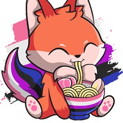 Genderfluid T- Shirt Genderfluid Pride Kawaii Fox Ramen Noodles Genderfluid Flag T- Shirt Play Mat (rectangle) by ZUXUMI