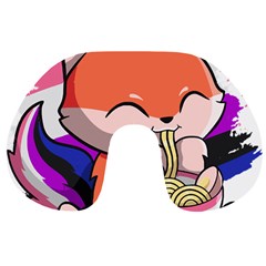 Genderfluid T- Shirt Genderfluid Pride Kawaii Fox Ramen Noodles Genderfluid Flag T- Shirt Travel Neck Pillow by ZUXUMI