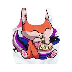 Genderfluid T- Shirt Genderfluid Pride Kawaii Fox Ramen Noodles Genderfluid Flag T- Shirt Full Print Recycle Bag (m) by ZUXUMI