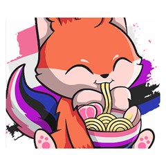 Genderfluid T- Shirt Genderfluid Pride Kawaii Fox Ramen Noodles Genderfluid Flag T- Shirt Two Sides Premium Plush Fleece Blanket (small) by ZUXUMI