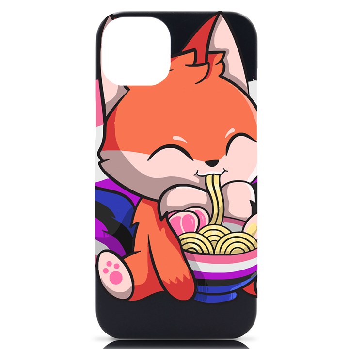 Genderfluid T- Shirt Genderfluid Pride Kawaii Fox Ramen Noodles Genderfluid Flag T- Shirt iPhone 14 Plus Black UV Print Case