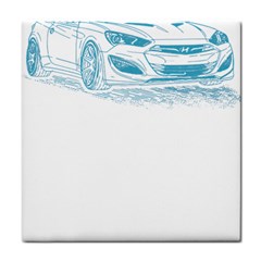 Genesis Coupe T- Shirt Hyundai Genesis Coupe Lineart Blueprint T- Shirt Tile Coaster by ZUXUMI