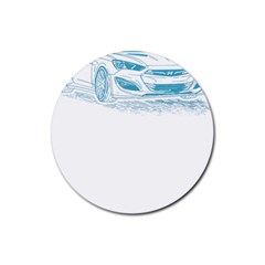 Genesis Coupe T- Shirt Hyundai Genesis Coupe Lineart Blueprint T- Shirt Rubber Coaster (round) by ZUXUMI