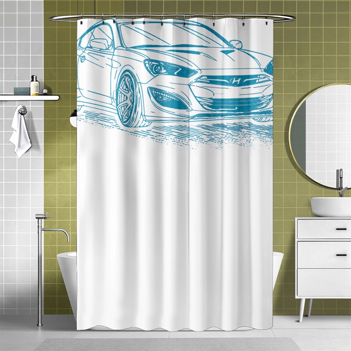 Genesis Coupe T- Shirt Hyundai Genesis Coupe Lineart Blueprint T- Shirt Shower Curtain 48  x 72  (Small) 