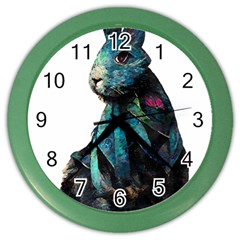 Rabbit T-shirtrabbit Watercolor Painting #rabbit T-shirt Color Wall Clock by EnriqueJohnson