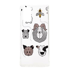 Geometric Animals T- Shirt Friendly Geometric Farm Animals    Print    Green Grey Linen Texture Back Samsung Galaxy Note 20 Tpu Uv Case by ZUXUMI