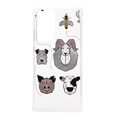 Geometric Animals T- Shirt Friendly Geometric Farm Animals    Print    Green Grey Linen Texture Back Samsung Galaxy Note 20 Ultra Tpu Uv Case by ZUXUMI