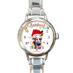 German Shepherd T- Shirt Cute German Shepherd Dog T- Shirt (1) Round Italian Charm Watch by ZUXUMI