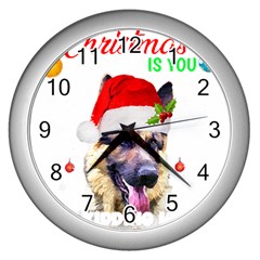 German Shepherd T- Shirt Cute German Shepherd Dog T- Shirt (1) Wall Clock (silver) by ZUXUMI