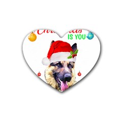 German Shepherd T- Shirt Cute German Shepherd Dog T- Shirt (1) Rubber Heart Coaster (4 Pack) by ZUXUMI