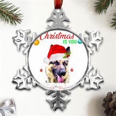 German Shepherd T- Shirt Cute German Shepherd Dog T- Shirt (1) Metal Small Snowflake Ornament by ZUXUMI