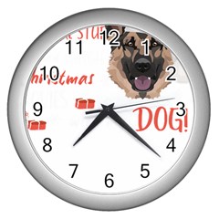 German Shepherd T- Shirt German Shepherd Merry Christmas T- Shirt (1) Wall Clock (silver) by ZUXUMI