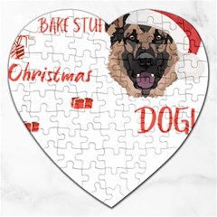 German Shepherd T- Shirt German Shepherd Merry Christmas T- Shirt (1) Jigsaw Puzzle (heart) by ZUXUMI