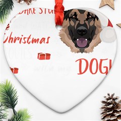 German Shepherd T- Shirt German Shepherd Merry Christmas T- Shirt (1) Heart Ornament (two Sides) by ZUXUMI