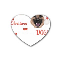 German Shepherd T- Shirt German Shepherd Merry Christmas T- Shirt (1) Rubber Heart Coaster (4 Pack) by ZUXUMI