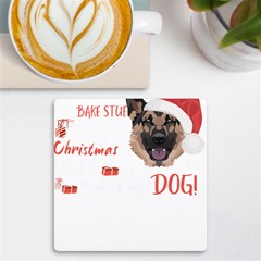 German Shepherd T- Shirt German Shepherd Merry Christmas T- Shirt (1) Uv Print Square Tile Coaster  by ZUXUMI