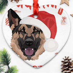 German Shepherd T- Shirt German Shepherd Merry Christmas T- Shirt (2) Ornament (heart) by ZUXUMI