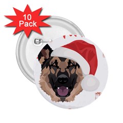 German Shepherd T- Shirt German Shepherd Merry Christmas T- Shirt (2) 2 25  Buttons (10 Pack)  by ZUXUMI