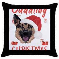 German Shepherd T- Shirt German Shepherd Merry Christmas T- Shirt (2) Throw Pillow Case (black) by ZUXUMI