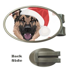 German Shepherd T- Shirt German Shepherd Merry Christmas T- Shirt (2) Money Clips (oval)  by ZUXUMI