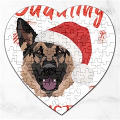 German Shepherd T- Shirt German Shepherd Merry Christmas T- Shirt (2) Jigsaw Puzzle (heart) by ZUXUMI