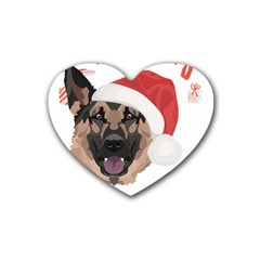 German Shepherd T- Shirt German Shepherd Merry Christmas T- Shirt (2) Rubber Heart Coaster (4 Pack) by ZUXUMI