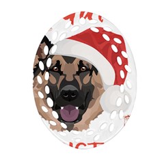 German Shepherd T- Shirt German Shepherd Merry Christmas T- Shirt (2) Ornament (oval Filigree) by ZUXUMI