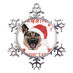 German Shepherd T- Shirt German Shepherd Merry Christmas T- Shirt (2) Metal Large Snowflake Ornament by ZUXUMI