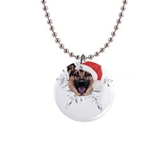 German Shepherd T- Shirt German Shepherd Merry Christmas T- Shirt (3) 1  Button Necklace by ZUXUMI